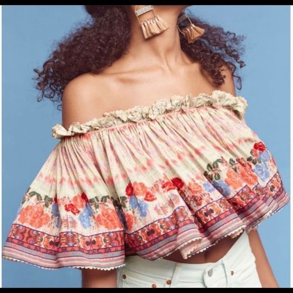 Anthropologie Tops - EUC Anthro Bhanuni Jyoti Villa Crop Top Swing GORG